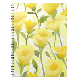 Yellow Floral Watercolor Painting Notitieboek