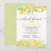 Yellow Floral waterverf script virtual shower Kaart (Voorkant / Achterkant)