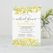 Yellow Floral waterverf script virtual shower Kaart (Staand voorkant)