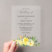 Yellow Floral Wedding Acryl Uitnodigingen (Insitu (Draagbaar))