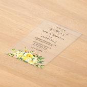 Yellow Floral Wedding Acryl Uitnodigingen (Laagn)
