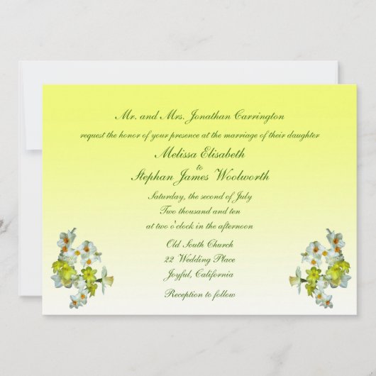 Yellow Floral Wedding Kaart (Voorkant)