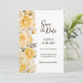 Yellow Floral Wedding Save The Date (Staand voorkant)