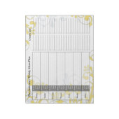 Yellow Floral Weekly Personalized Menu Planner Notitieblok (Gedraaid)