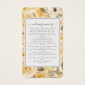 Yellow Florals Foto Funeral Memorial Prayer Kaart (Achterkant)