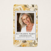 Yellow Florals Foto Funeral Memorial Prayer Kaart (Voorkant)