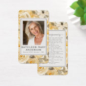 Yellow Florals Foto Funeral Memorial Prayer Kaart (Bureau)
