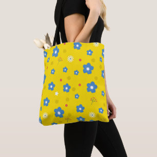 Yellow Flower Art Patroon Aesthetisch ventilator P Draagtas