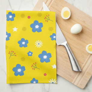 Yellow Flower Art Patroon Aesthetisch ventilator P Theedoek