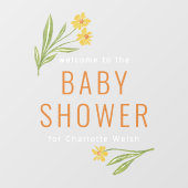 Yellow Flower Baby shower Raamsticker (Vel)