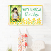 Yellow Flower Happy Birthday Foto Spandoek (Insitu)