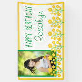 Yellow Flower Happy Birthday Foto Spandoek (Verticaal)