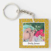 Yellow Flower Pattern Custom Photo Personalised Sleutelhanger (Voorkant)