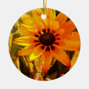 Yellow Flower Photo Circle Ornament