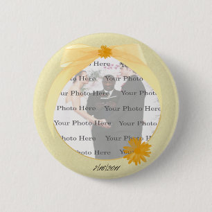 Yellow Flower Round Photo Button