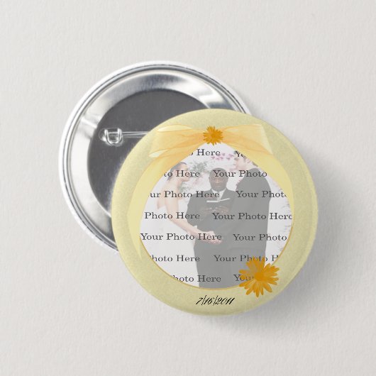 Yellow Flower Round Photo Button (Voorkant /achterkant)