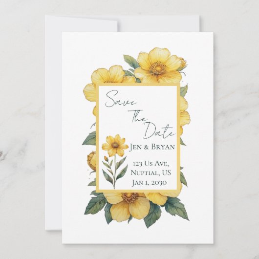 Yellow Flower Wedding Invitation (Devant)
