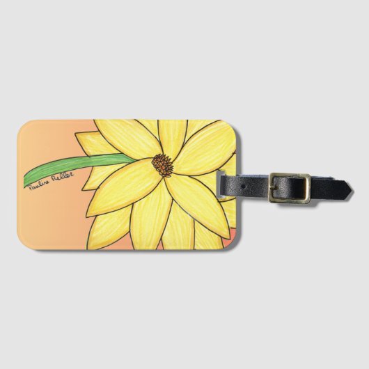 Yellow Flower with orange background Bagagelabel (Voorkant (horizontaal))