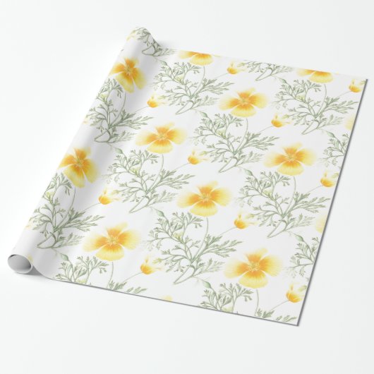 Yellow Flowers Cadeaupapier (Uitgerold)