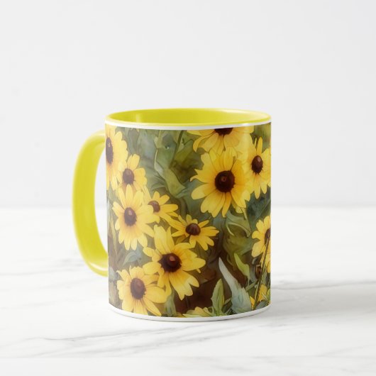 Yellow Flowers Floral Daisy Art Mug Cup (Devant gauche)