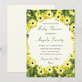 Yellow Flowers Framed Baby shower Invitation (Voorkant / Achterkant)