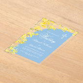 Yellow Flowers Light Blue Arch Religious Wedding Acryl Uitnodigingen (Laagn)