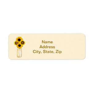 Yellow Flowers Mason Jar Address Labels