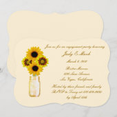 Yellow Flowers Mason Jar Engagement Party nodigt u Kaart (Voorkant / Achterkant)
