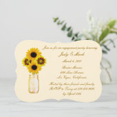 Yellow Flowers Mason Jar Engagement Party nodigt u Kaart (Staand voorkant)