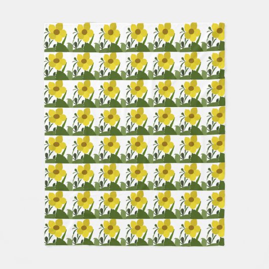Yellow Flowers Pattern Fleece Deken (Voorkant)