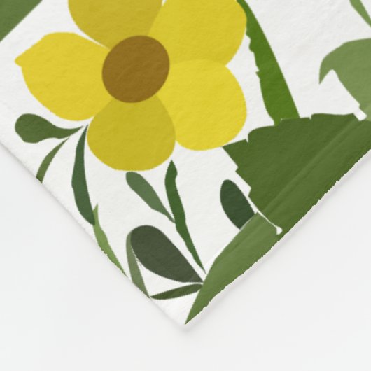 Yellow Flowers Pattern Fleece Deken (Hoek)