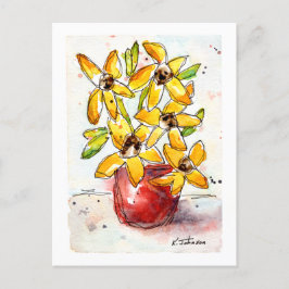 Yellow Flowers Waterverf Briefkaart