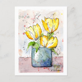 Yellow Flowers Waterverf Briefkaart