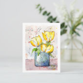 Yellow Flowers Waterverf Briefkaart (Staand voorkant)