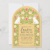 Yellow Folk Art Easter Brunch Arch Invitation (Devant)