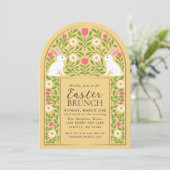 Yellow Folk Art Easter Brunch Arch Invitation Kaart (Staand voorkant)