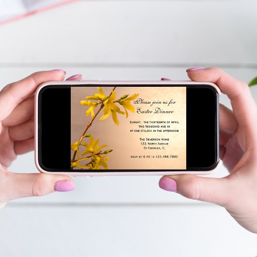 Yellow Forsythia Flowers Paasdiner Kaart