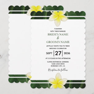 Yellow Frangipani Plumeria Wedding Invitations Kaart