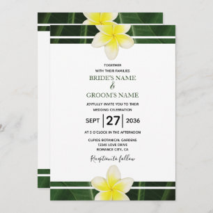 Yellow Frangipani Plumeria Wedding Invitations Kaart