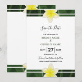 Yellow Frangipani Plumeria Wedding Save the Date (Voorkant / Achterkant)