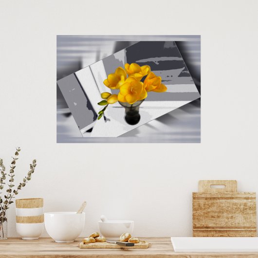 Yellow freesia poster (Keuken)