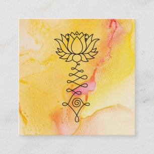 *~* Yellow Fuchsia Lotus Reiki Massage Yoga Vierkante Visitekaartje