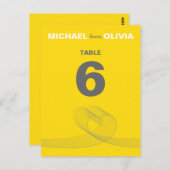 Yellow Fun Loopy Love Lines Table Number Card Briefkaart (Voorkant / Achterkant)