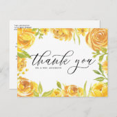 Yellow Garden Rozen Lijst bruiloft Dank u Briefkaart (Voorkant / Achterkant)