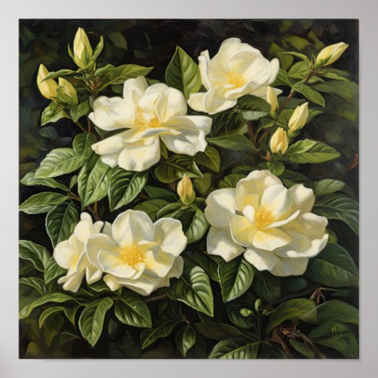 Yellow Gardenia Flowers Art Print Poster (Voorkant)
