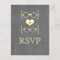 Yellow Geek lunettes tableau noir RSVP carte posta