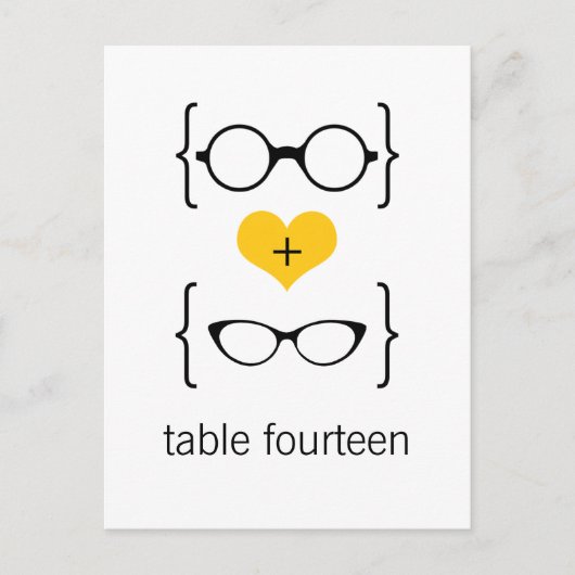 Yellow Geeky Glass Numéro de table Carte postale (Devant)