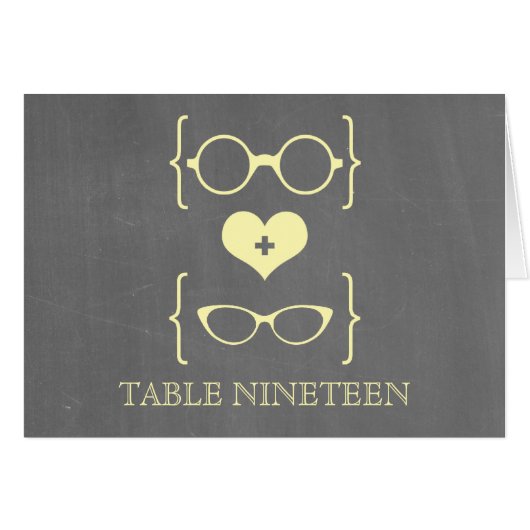 Yellow Geeky Lunettes Chalkboard Numéro de tableau (Devant horizontal)