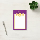 Yellow Gerbera Daisies op Paarse gepersonaliseerde Post-it® Notes (Kantoor)