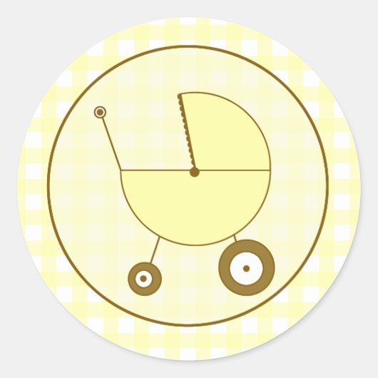 Yellow Gingham Baby Carriage Sticker (Voorkant)